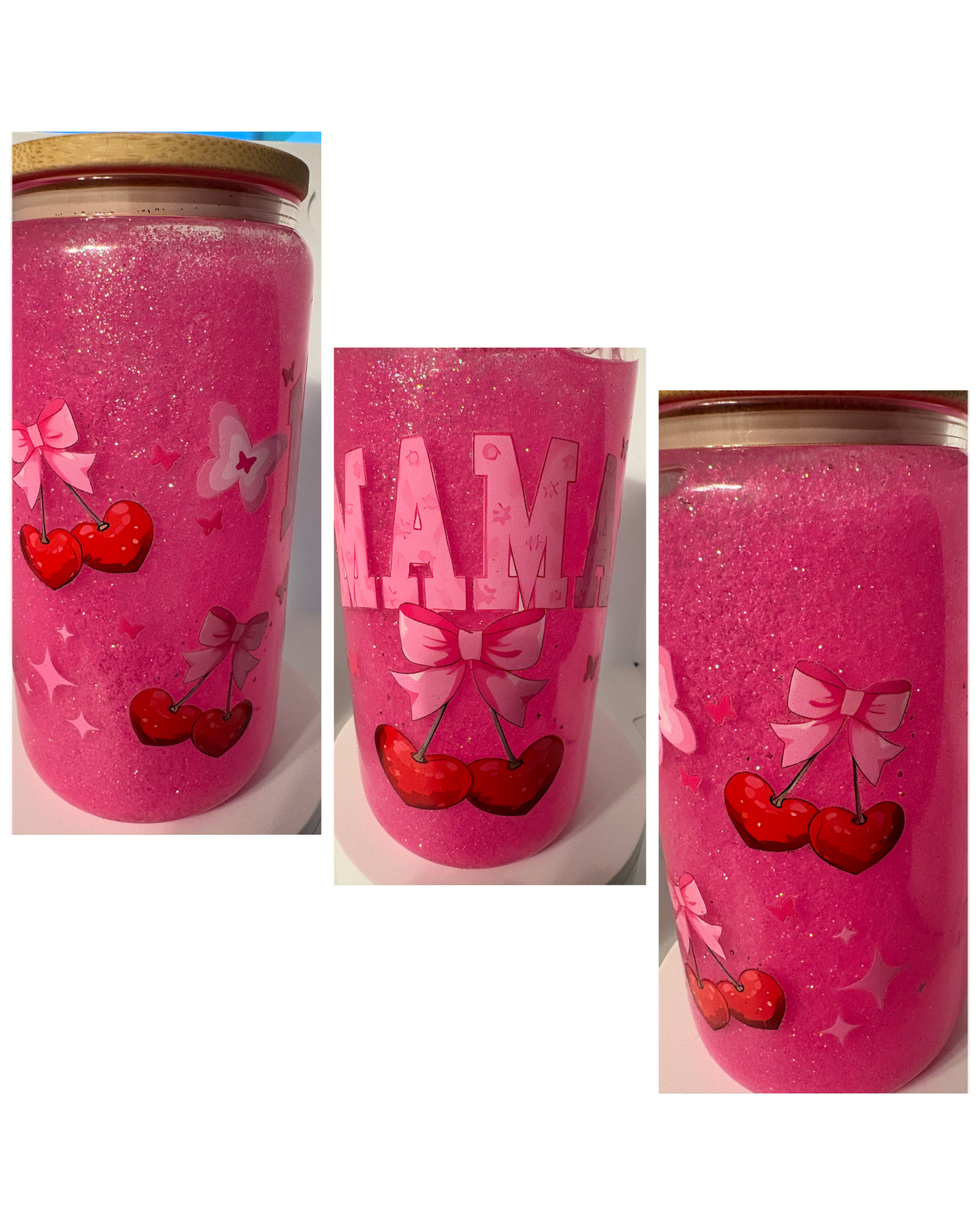 Mama Cherry Bow (Snowglobe Glass Cup)
