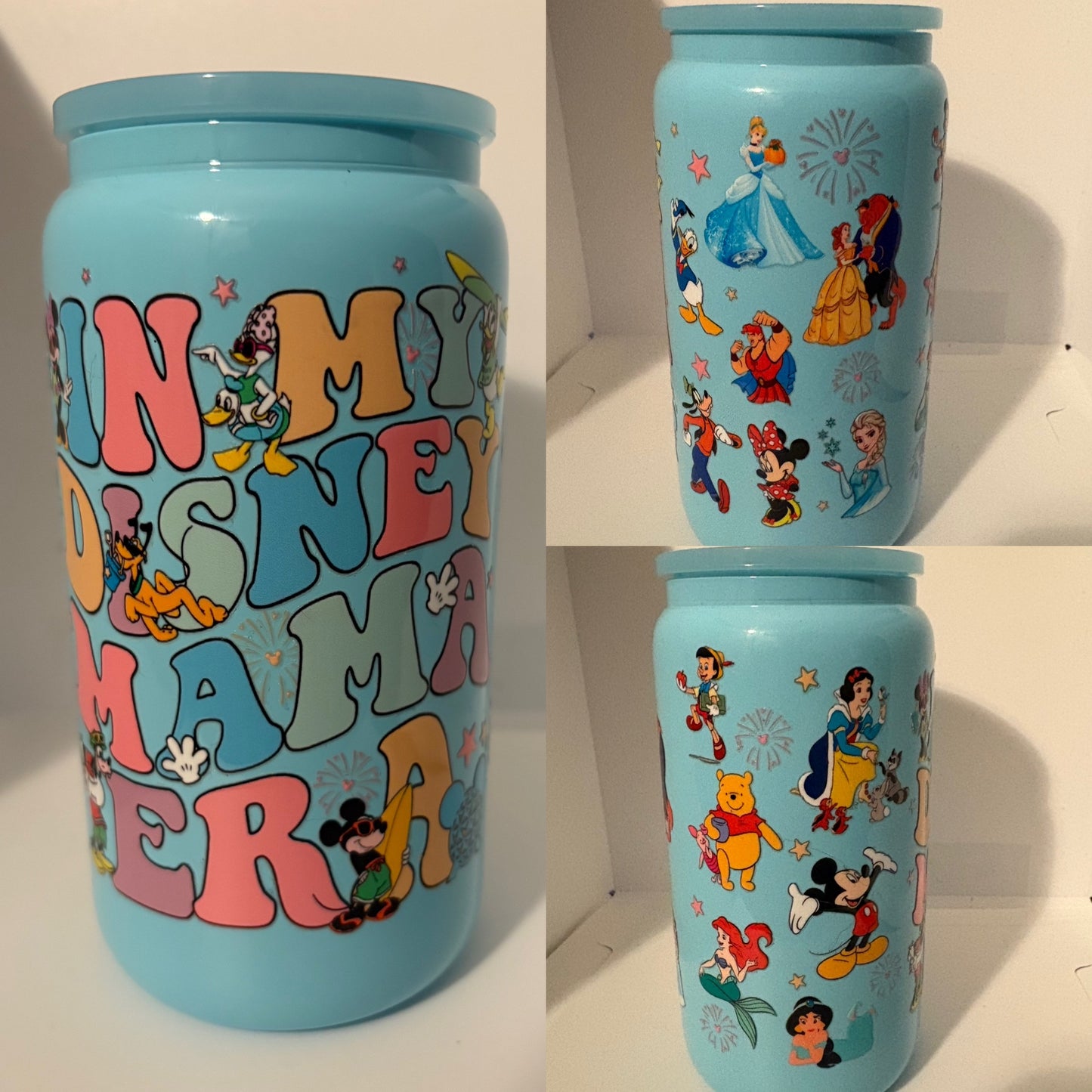 Disney mama era colored glass can