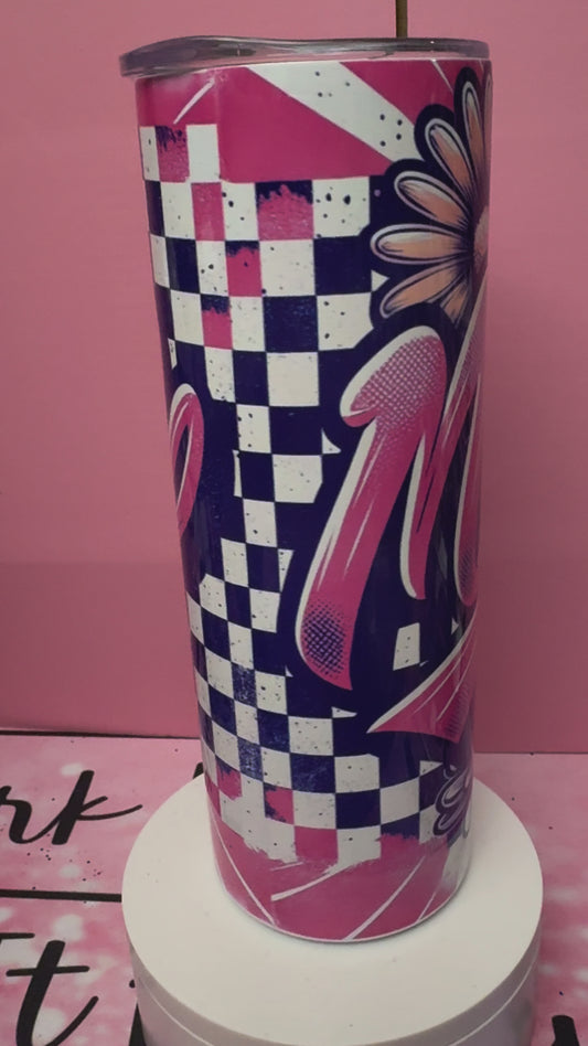 Mama flower checkered tumbler